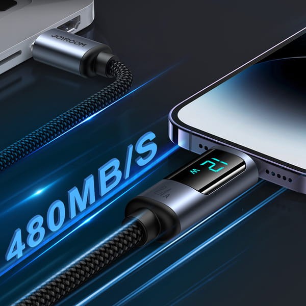 Καλώδιο Joyroom Prism Series A16 Lightning - USB-A  2.4A 1.2m με οθόνη LED | www.lightgear.gr