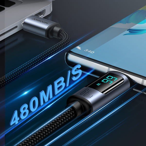 Καλώδιο Joyroom Prism Series A16 USB-C - USB-A 66W 1.2m με οθόνη LED | www.lightgear.gr