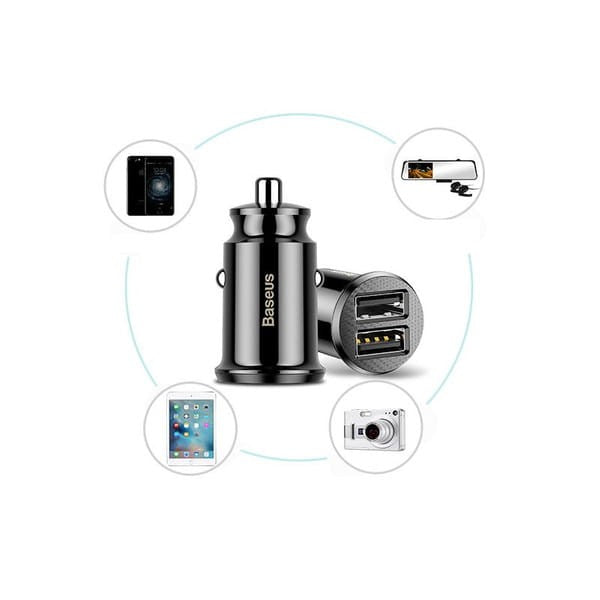 Φορτιστής Αυτοκινήτου Baseus Grain Mini Charger 2x USB-A 3.1A (CCALL-ML01) | www.lightgear.gr