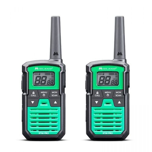 Ασύρματος Πομποδέκτης Midland XT30 PRO PMR με Μονόχρωμη Οθόνη Σετ 2τμχ Πράσινο | www.lightgear.gr
