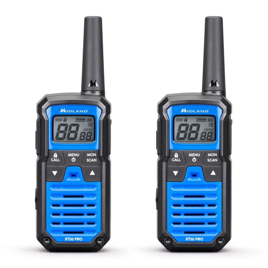 Ασύρματος Πομποδέκτης Midland XT50 PRO PMR με Μονόχρωμη Οθόνη Σετ 2τμχ Μπλε | www.lightgear.gr