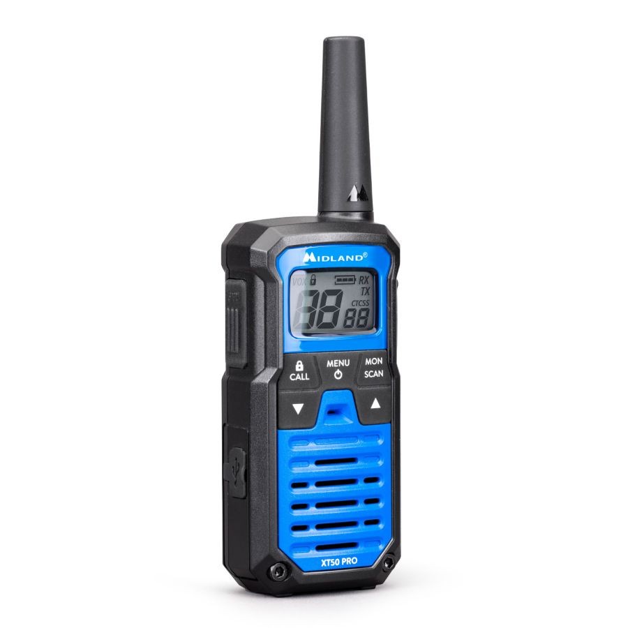 Ασύρματος Πομποδέκτης Midland XT50 PRO PMR με Μονόχρωμη Οθόνη Σετ 2τμχ Μπλε | www.lightgear.gr