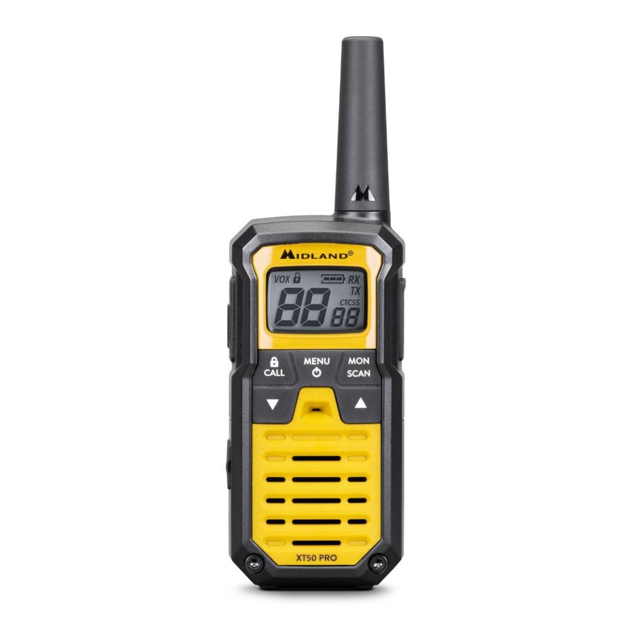Ασύρματος Πομποδέκτης Midland XT50 PRO Hobby & Work PMR με Μονόχρωμη Οθόνη Σετ 2τμχ Κίτρινο | www.lightgear.gr