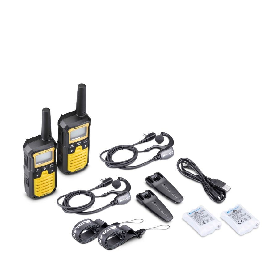Ασύρματος Πομποδέκτης Midland XT50 PRO Hobby & Work PMR με Μονόχρωμη Οθόνη Σετ 2τμχ Κίτρινο | www.lightgear.gr