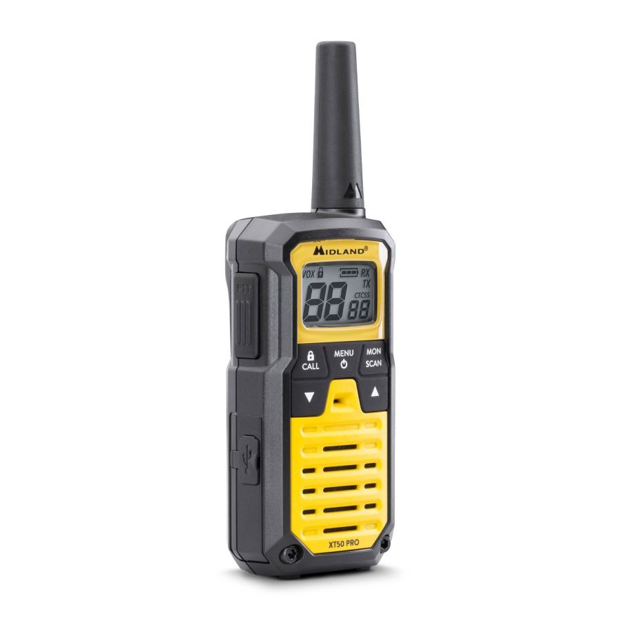 Ασύρματος Πομποδέκτης Midland XT50 PRO Hobby & Work PMR με Μονόχρωμη Οθόνη Σετ 2τμχ Κίτρινο | www.lightgear.gr