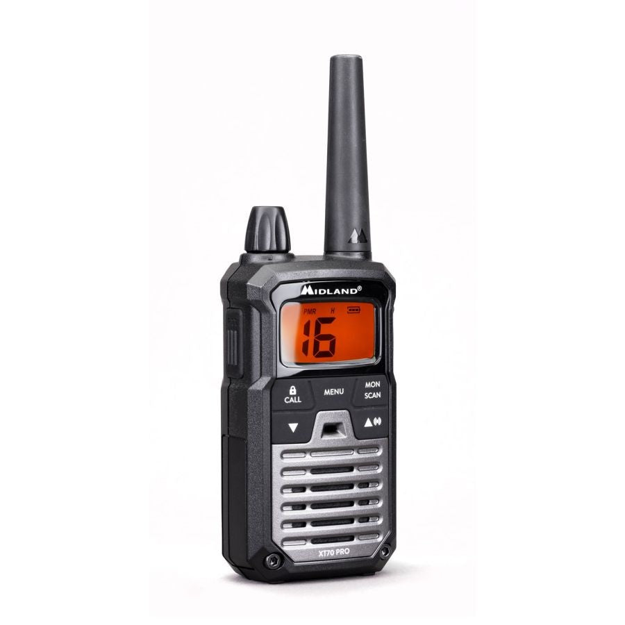Ασύρματος Πομποδέκτης Midland XT70 PRO PMR με Μονόχρωμη Οθόνη Σετ 2τμχ Γκρι | www.lightgear.gr