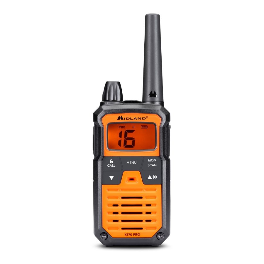 Ασύρματος Πομποδέκτης Midland XT70 PRO Hobby & Work PMR με Μονόχρωμη Οθόνη Σετ 2τμχ Πορτοκαλί | www.lightgear.gr