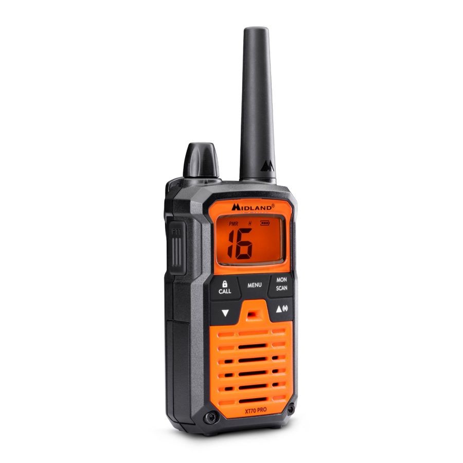 Ασύρματος Πομποδέκτης Midland XT70 PRO Hobby & Work PMR με Μονόχρωμη Οθόνη Σετ 2τμχ Πορτοκαλί | www.lightgear.gr