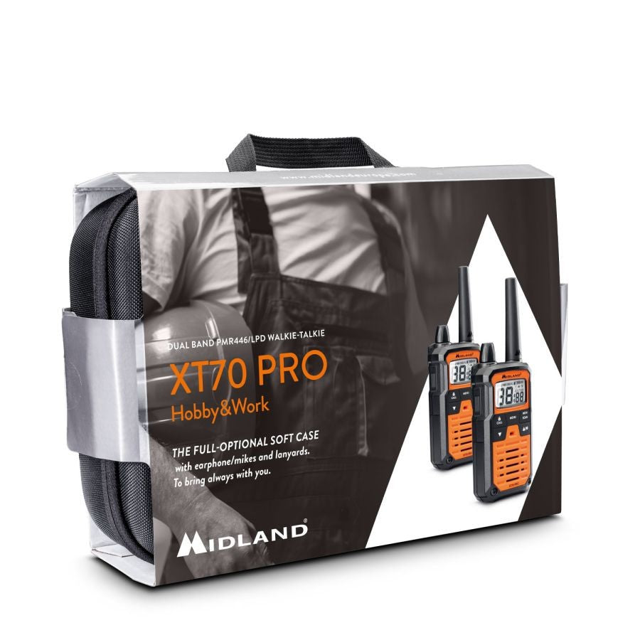 Ασύρματος Πομποδέκτης Midland XT70 PRO Hobby & Work PMR με Μονόχρωμη Οθόνη Σετ 2τμχ Πορτοκαλί | www.lightgear.gr