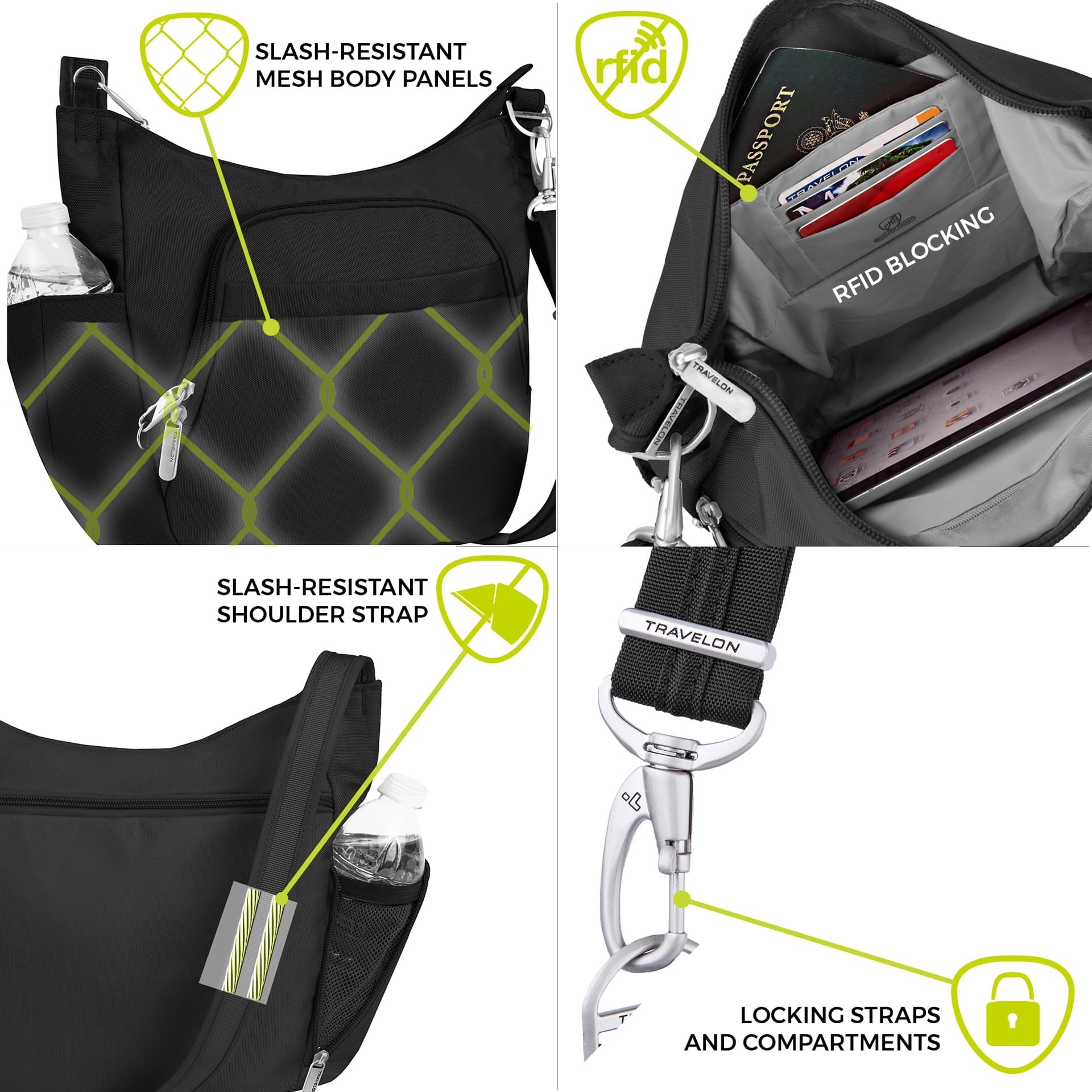 Τσάντα Ώμου Travelon Anti Theft Crossbody Classic Lady | www.lightgear.gr