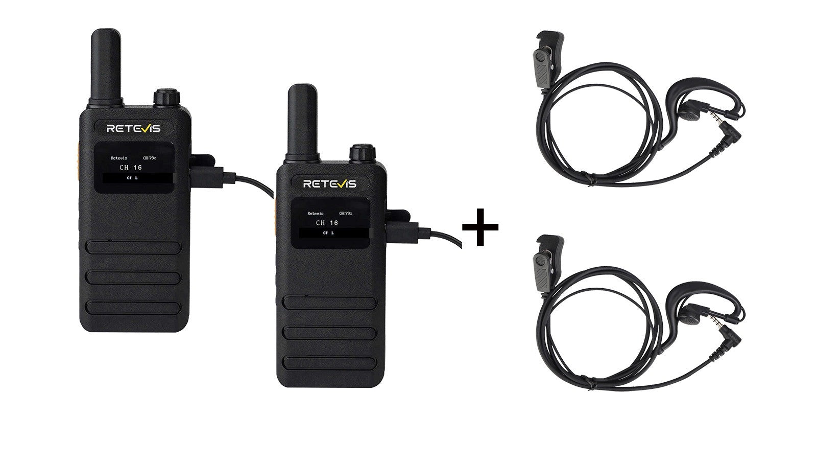 Ασύρματος Πομποδέκτης Retevis B63S, PMR16 + 2x G-Hook earpiece C9239A (Walkie Talkie) | www.lightgear.gr