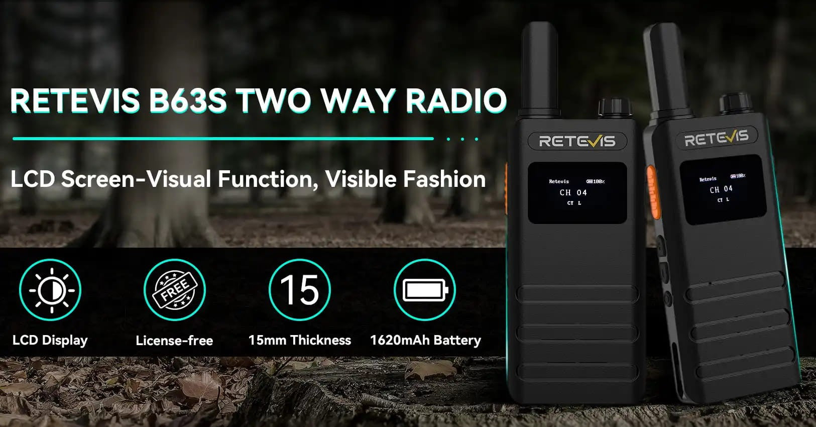 Ασύρματος Πομποδέκτης Retevis B63S, PMR16 + 2x G-Hook earpiece C9250A (Walkie Talkie) | www.lightgear.gr