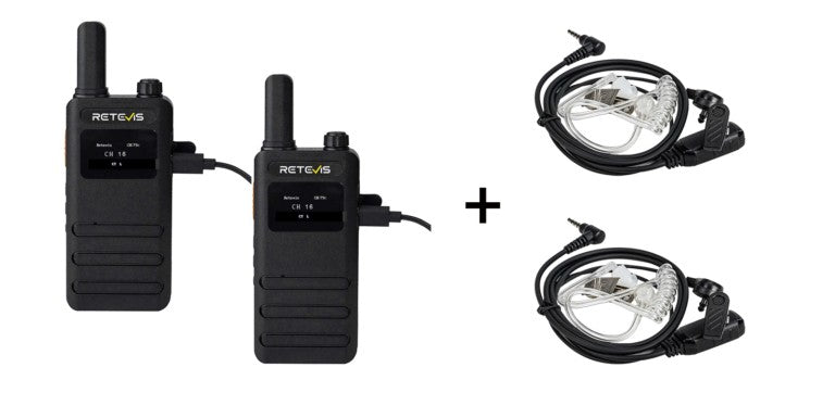 Ασύρματος Πομποδέκτης Retevis B63S, PMR16 + 2x G-Hook earpiece C9250A (Walkie Talkie) | www.lightgear.gr