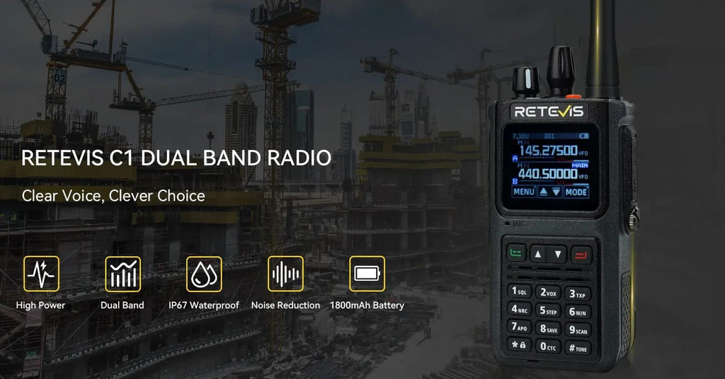 Ασύρματος Πομποδέκτης Retevis C1, VHF/UHF, 5W, Αδιάβροχος IP67 (EU) | www.lightgear.gr