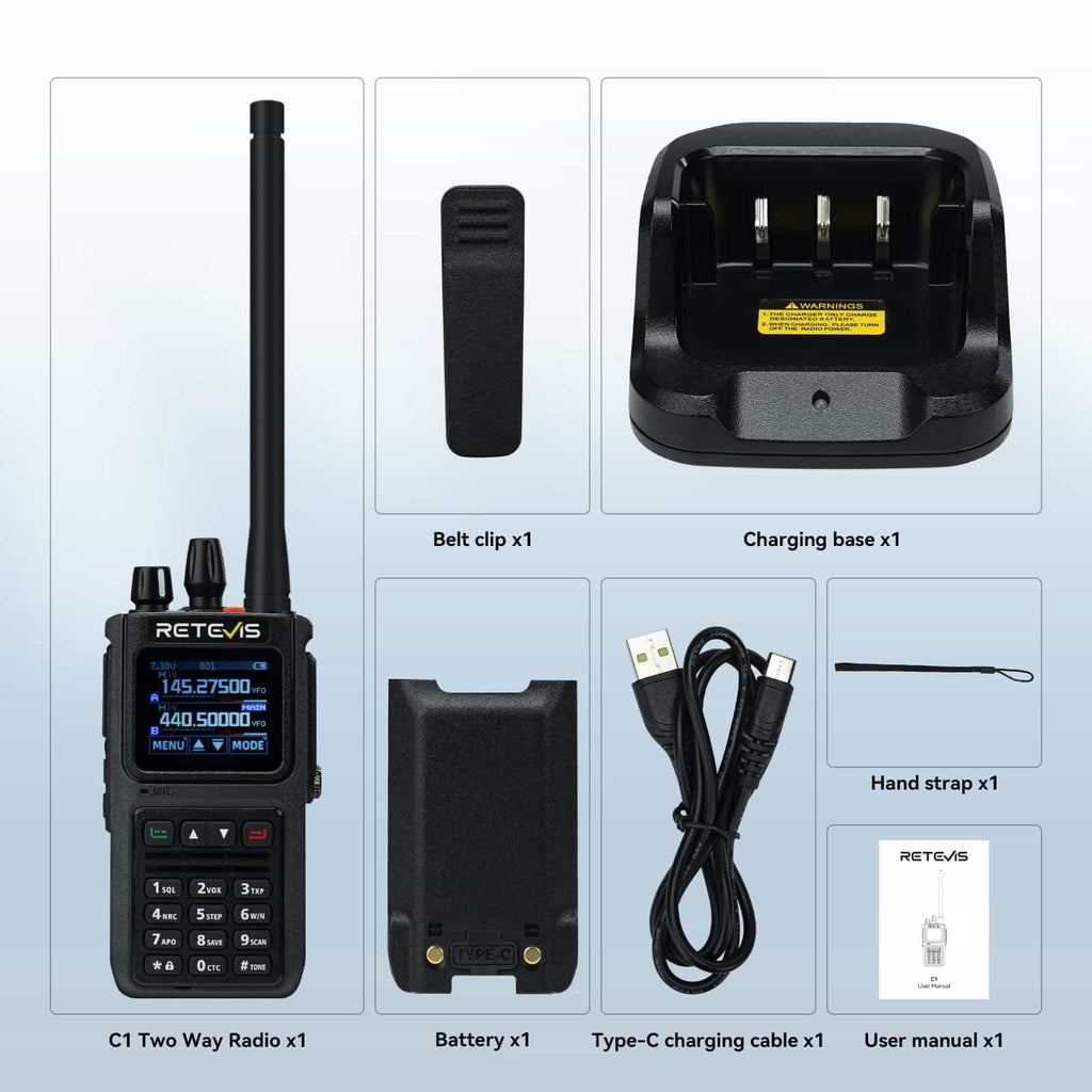 Ασύρματος Πομποδέκτης Retevis C1, VHF/UHF, 5W, Αδιάβροχος IP67 (EU) | www.lightgear.gr