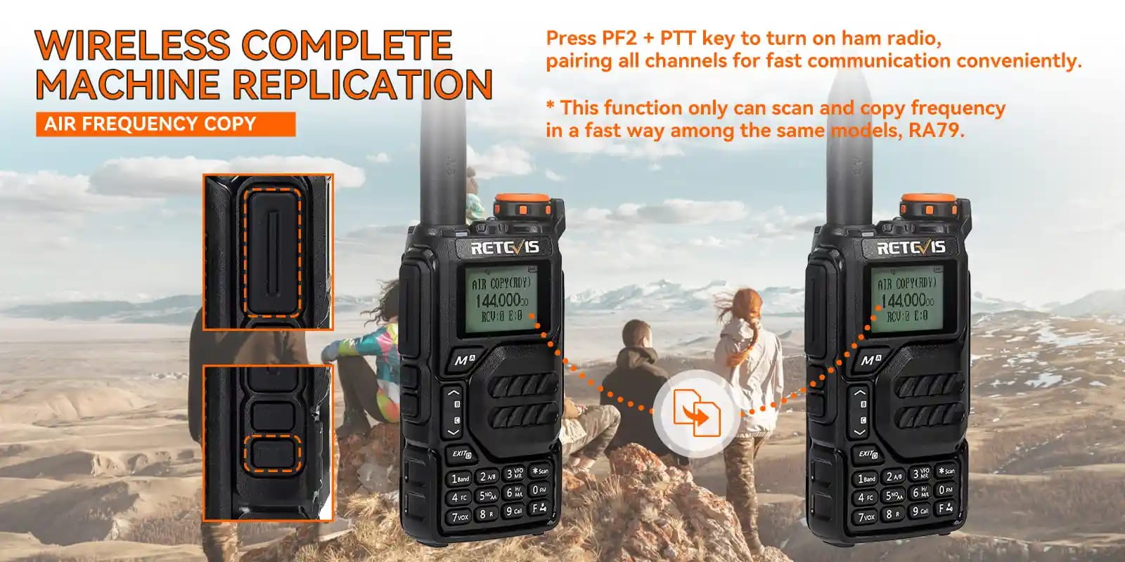 Ασύρματος Πομποδέκτης Retevis RA79, VHF/UHF, 5W, Aviation Band (EU) | www.lightgear.gr