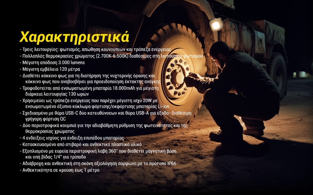 Φακός Led Nitecore NWL30 Multifunctional 3-in-1 Outdoor Work Light | www.lightgear.gr