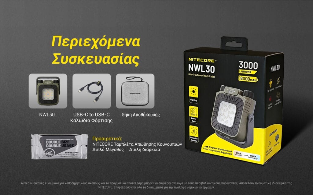Φακός Led Nitecore NWL30 Multifunctional 3-in-1 Outdoor Work Light | www.lightgear.gr