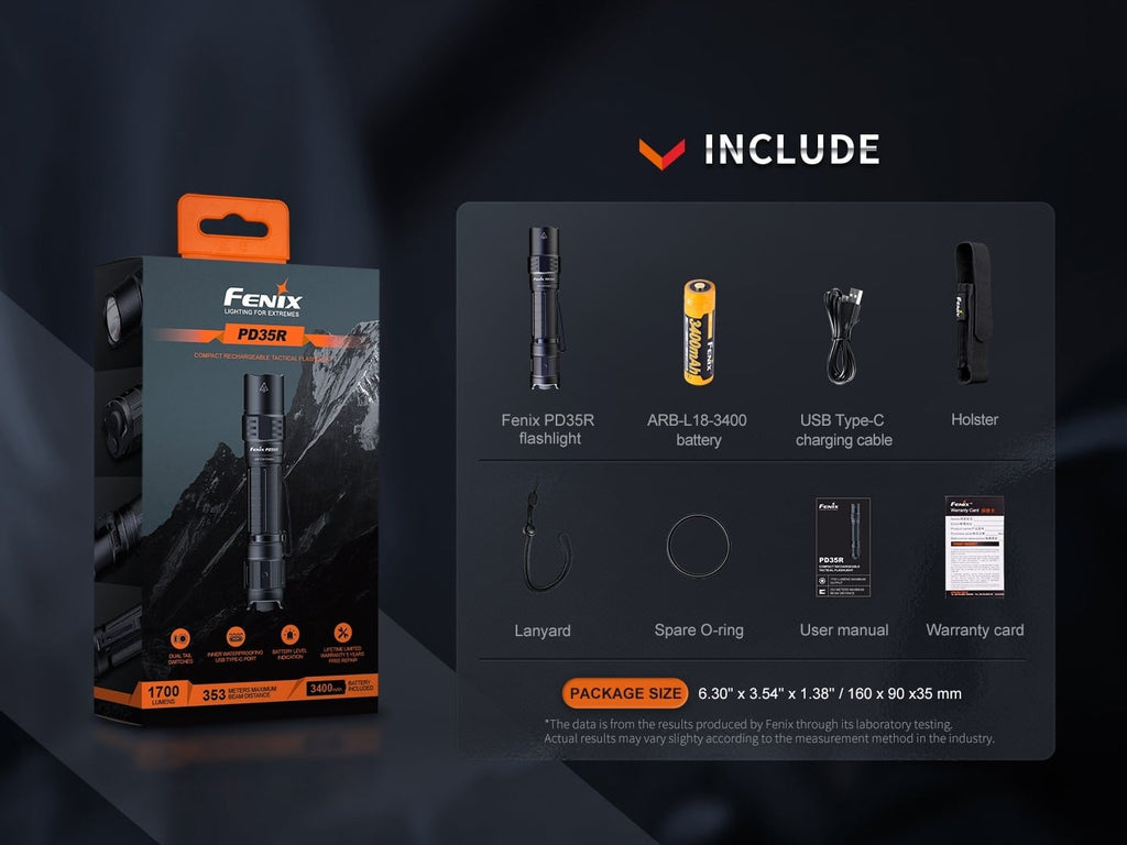 Επαναφορτιζόμενος Φακός Led Fenix PD35R | www.lightgear.gr