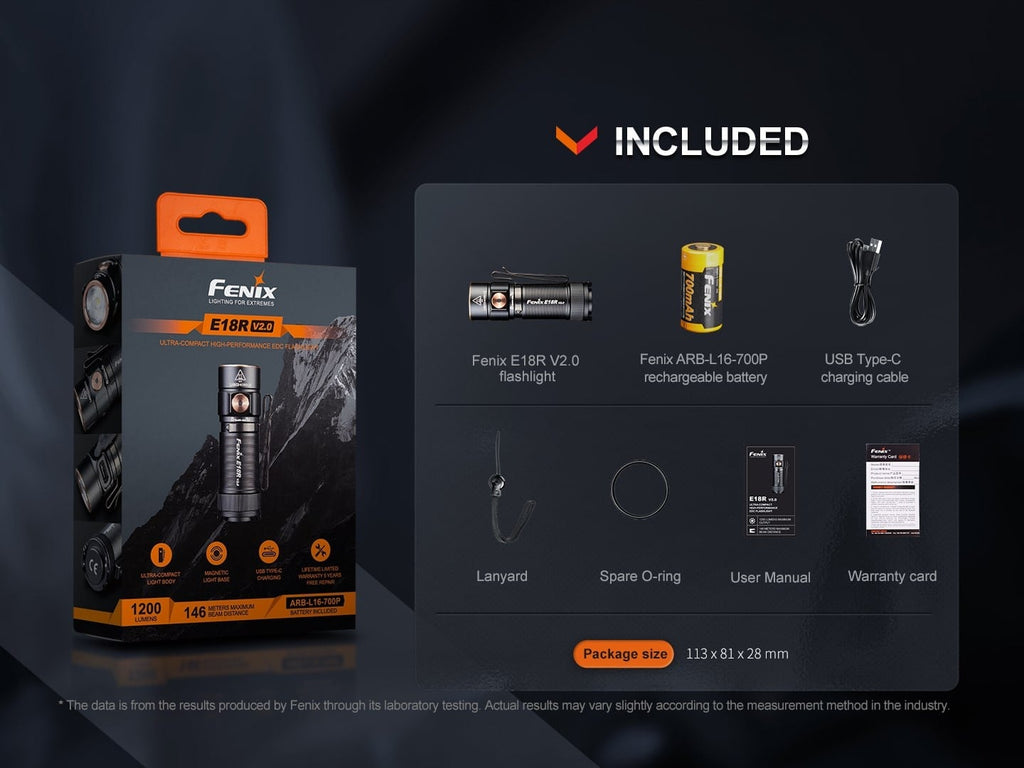 Επαναφορτιζόμενος Φακός Led Fenix E18R V2.0 | www.lightgear.gr