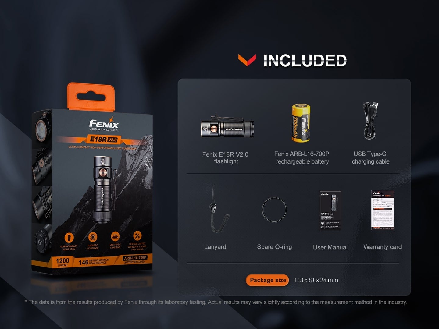 Επαναφορτιζόμενος Φακός Led Fenix E18R V2.0 | www.lightgear.gr