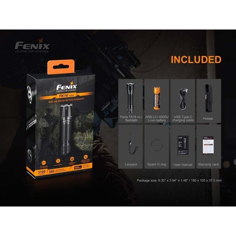 Επαναφορτιζόμενος Φακός Led Fenix TK16 V2.0 | www.lightgear.gr
