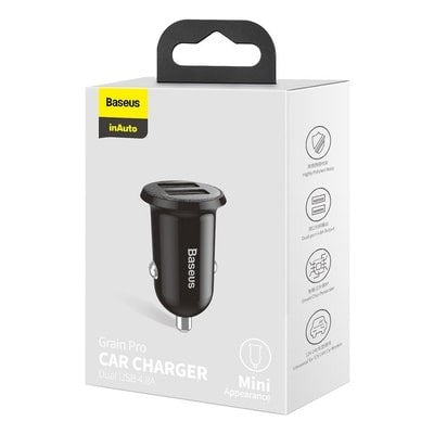 Φορτιστής Αυτοκινήτου Baseus Grain Pro Charger 2x USB 4.8 A | www.lightgear.gr