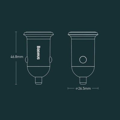 Φορτιστής Αυτοκινήτου Baseus Grain Pro Charger 2x USB 4.8 A | www.lightgear.gr