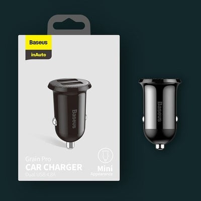 Φορτιστής Αυτοκινήτου Baseus Grain Pro Charger 2x USB 4.8 A | www.lightgear.gr