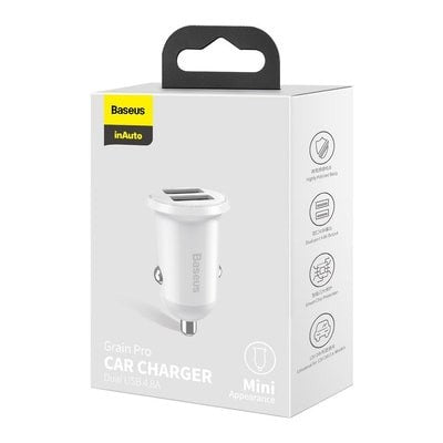 Φορτιστής Αυτοκινήτου Baseus Grain Pro Charger 2x USB 4.8 A | www.lightgear.gr