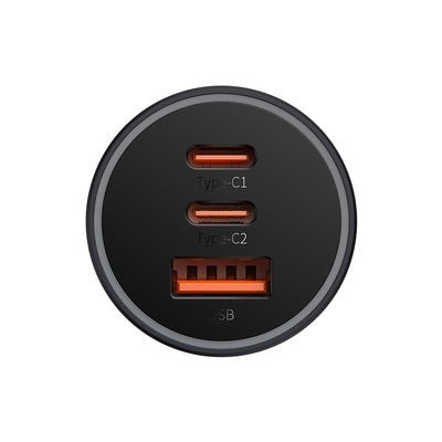Φορτιστής Αυτοκινήτου Baseus Golden Contactor Pro USB-A + 2x USB-C 65W (CGJP010013) | www.lightgear.gr