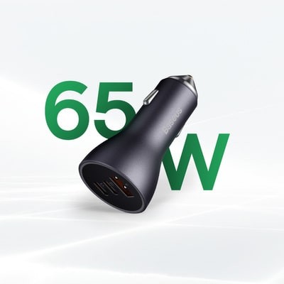 Φορτιστής Αυτοκινήτου Baseus Golden Contactor Pro USB-A + 2x USB-C 65W (CGJP010013) | www.lightgear.gr