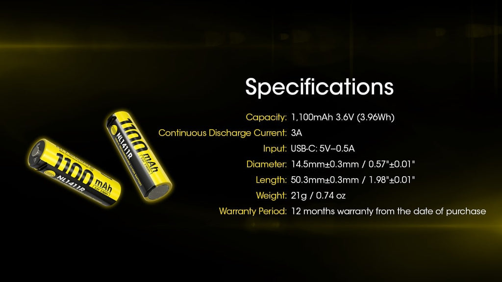 Επαναφορτιζόμενη Μπαταρία Nitecore NL1411R 1100mAh 3,6V | www.lightgear.gr