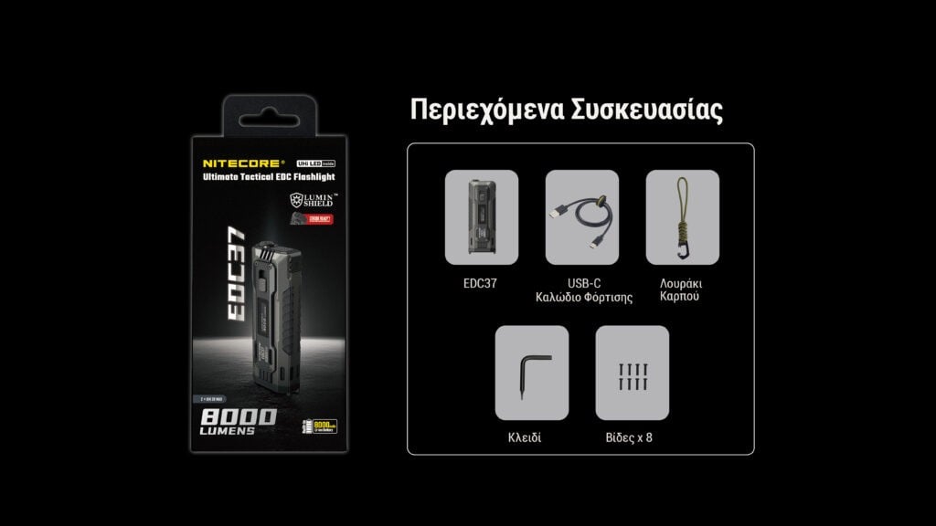 Επαναφορτιζόμενος Φακός Nitecore EDC37 | www.lightgear.gr