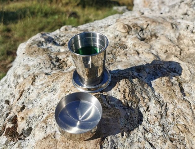 Ποτήρι Πτυσσόμενο Ανοξείδωτο Basic Nature 75ml | www.lightgear.gr