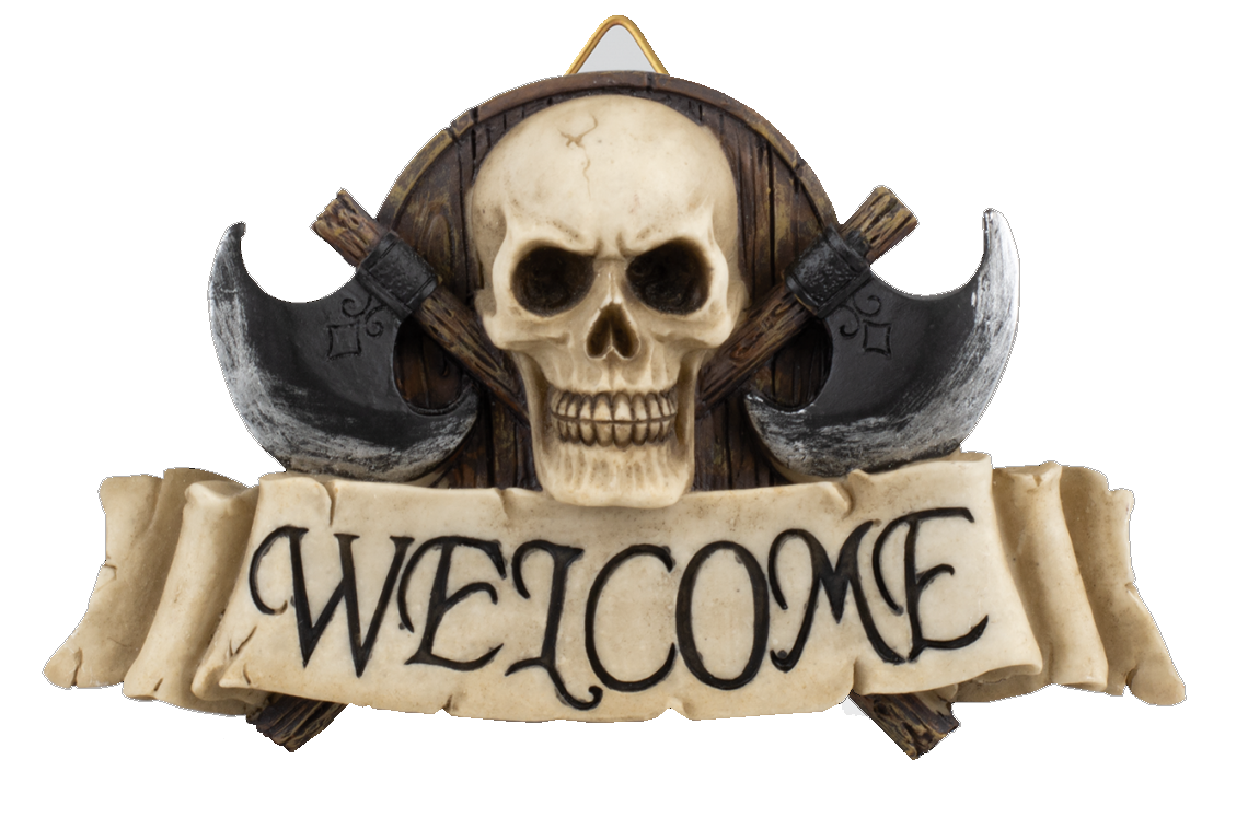 Φιγούρα Tole10 Resin Decoration. "welcome". Skull-axes 17 50x10 cm 39707 | www.lightgear.gr