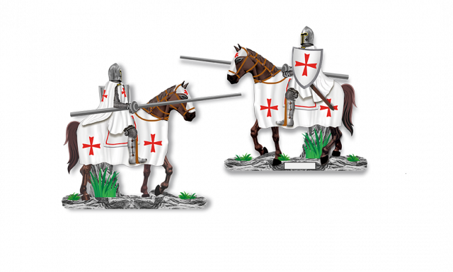 Φιγούρα Tole10 Brown Horse. White Templar Knight. Spear 8cm 39545 | www.lightgear.gr