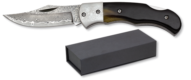 Σουγιάς Albainox Damascus Pocket Knife. Bull Horn 7.7cm 25166 | www.lightgear.gr