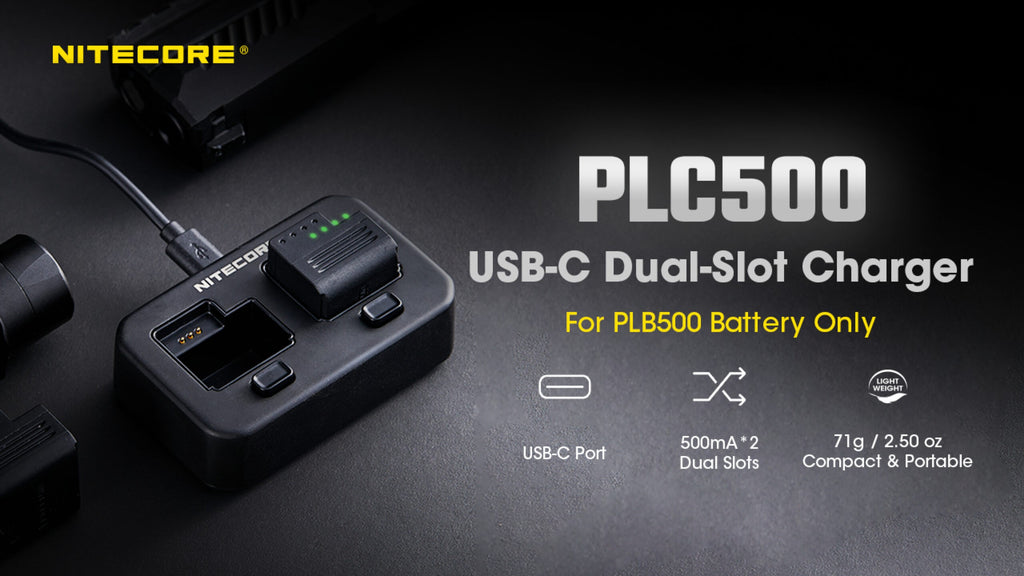 Φορτιστής Για 2 Μπαταριες Nitecore PLB500 Για Φακους NPL | www.lightgear.gr