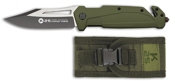 Σουγιάς K25 Pocket Knife Green Rubber Grip 9,30cm 18998 | www.lightgear.gr