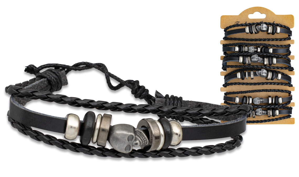 Βραχιόλι Από Δερματίνη Skull Bracelet 16210 | www.lightgear.gr