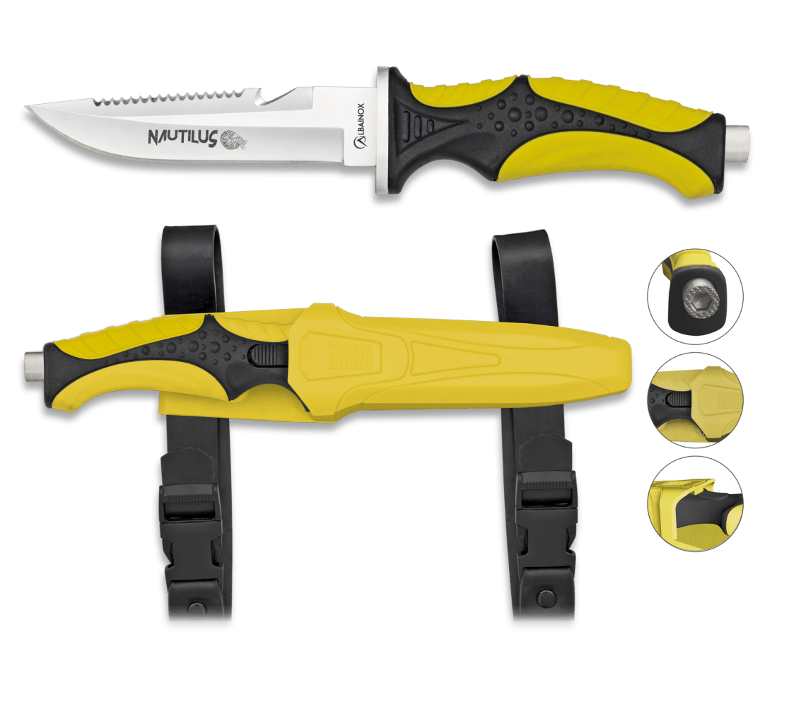 Μαχαίρι Albainox Καταδύσεων Octopus - Yellow 32350 | www.lightgear.gr