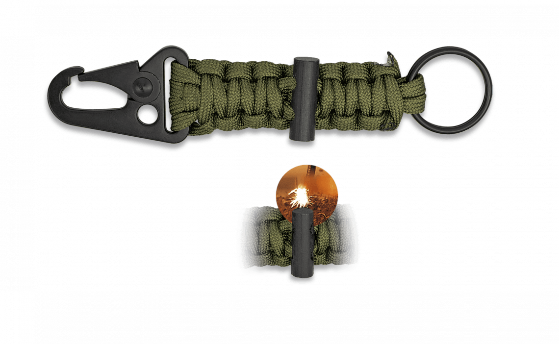 Μπρελόκ Paracord Albainox Barbaric Με Πυρόλιθο Green | www.lightgear.gr