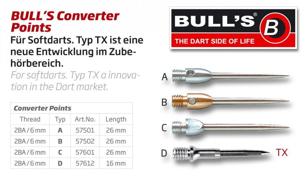 Μύτες Μεταλλικές Βιδωτές Σετ 3 Τεμ. Bull's Stahlspitzen Aluminium 2ba | www.lightgear.gr