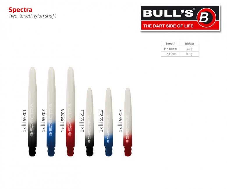 Κορμοί Dart Bull's Spectra Nylon Shaft Short Black 3τεμ | www.lightgear.gr