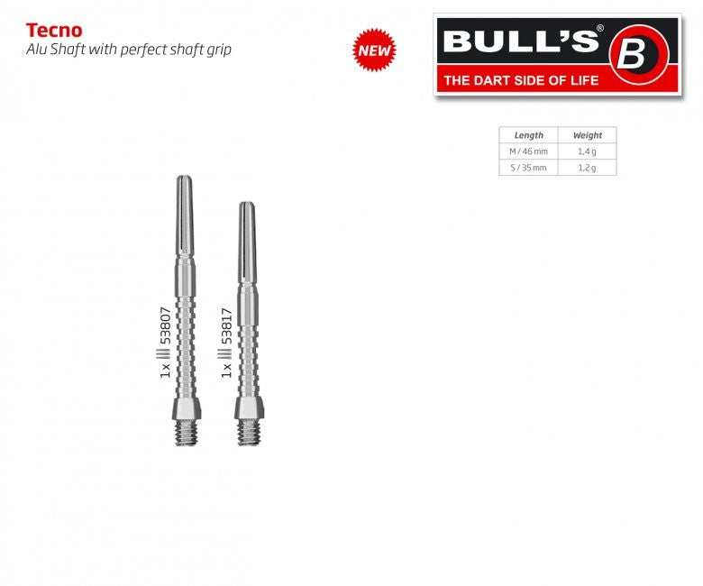 Κορμοί Dart Bull's Techno Aluminium Short 3τεμ | www.lightgear.gr
