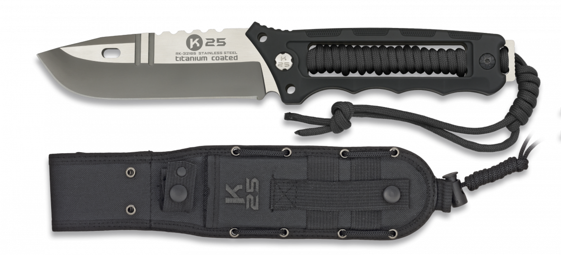 Μαχαίρι K25 Tactico Titanium Coated Με Κορδόνι 11cm 32165 | www.lightgear.gr
