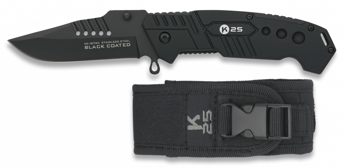 Σουγιάς K25 Tactical Pocket Knife Black Coated 19780 | www.lightgear.gr