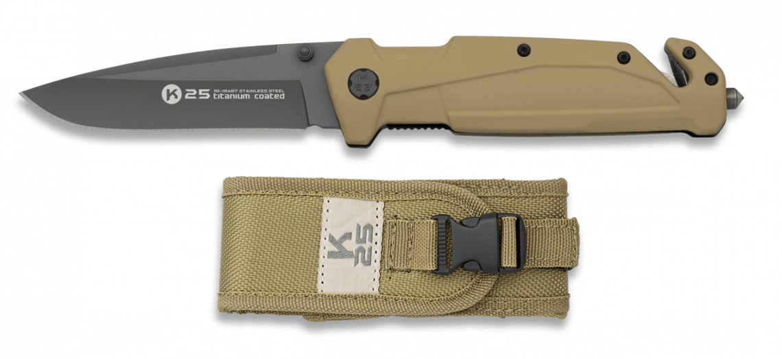 Σουγιάς K25 Rubber Pocket Knife Titanium Coated Tan 18487 | www.lightgear.gr