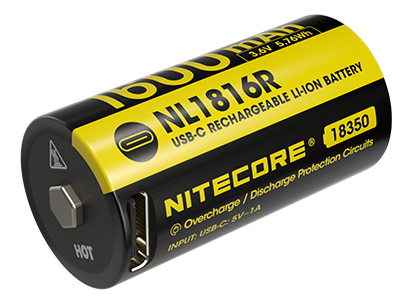 Μπαταρία Nitecore 18350 / 1600 mAh / USB-C / NL1816R | www.lightgear.gr